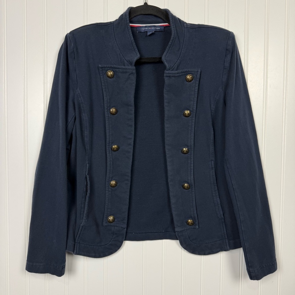 Tommy Hilfiger Navy Military Band Jacket Button Detail Blazer Size M - Picture 2 of 10
